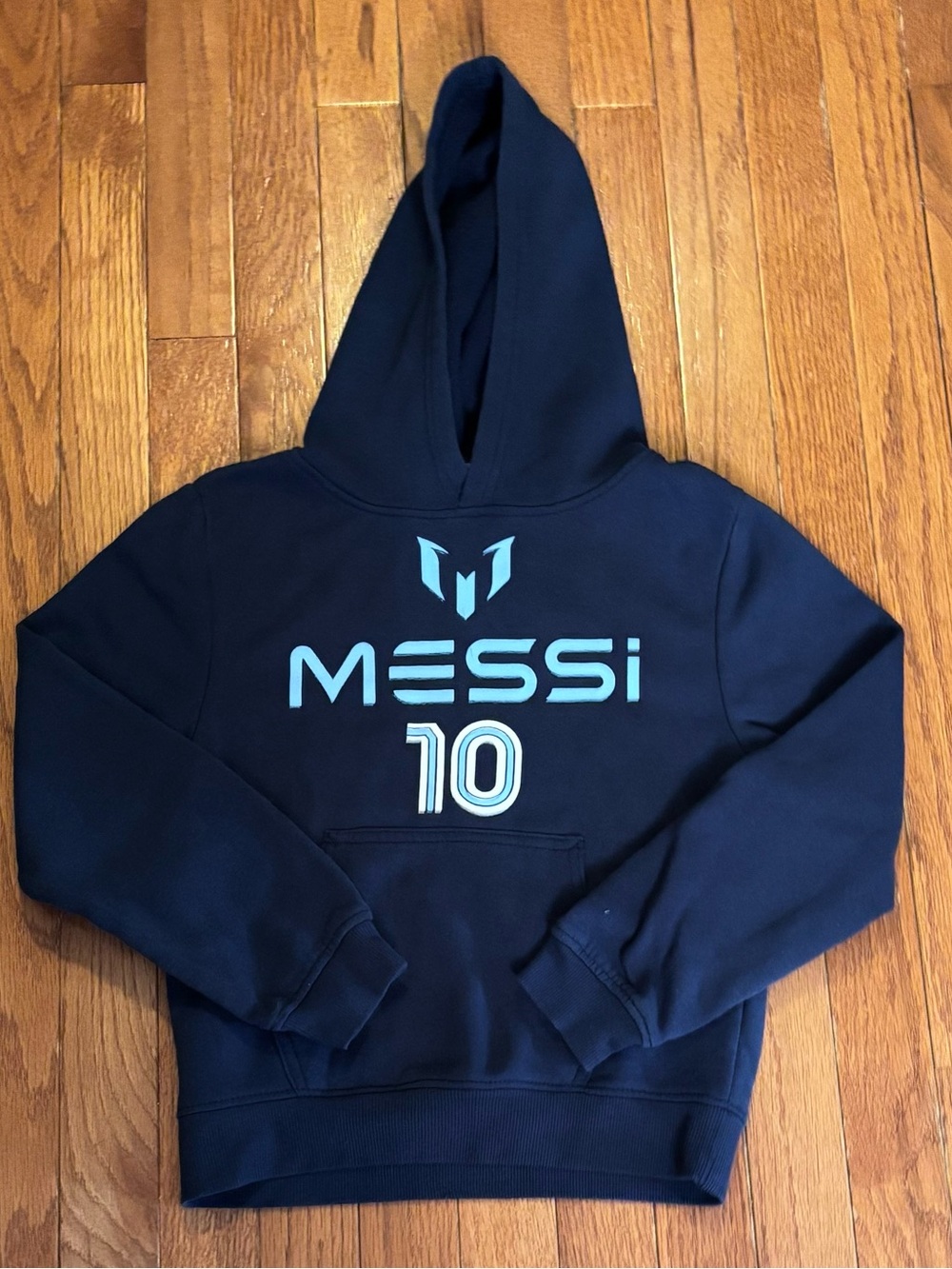 Messi Youth Hoodie Size 8 Navy Blue Pullover Sweatshirt